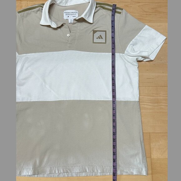 Adicross Golf Polo Shirt | Cream and white block | Adidas Mens - Picture 11 of 13
